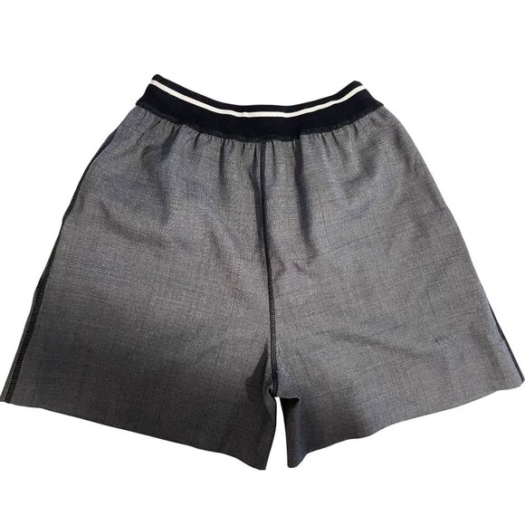 Miu Miu Gray Plaid Wool-Blend Elastic Waist Shorts For Women - Picture 2 of 14
